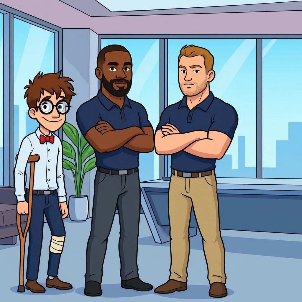 He limps into Data Dudes HQ to meet the Dudes